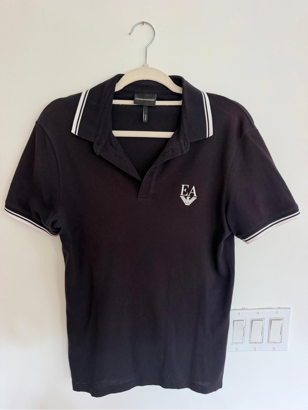 Emporio Armani Black Polo with White Trim and EA Logo